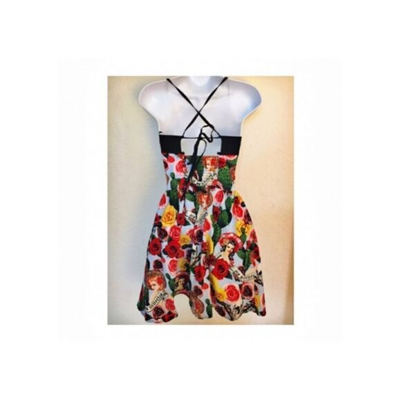 Hell Bunny Floral Pinup Fit Flare Dress Size XS - Picture 3 of 4